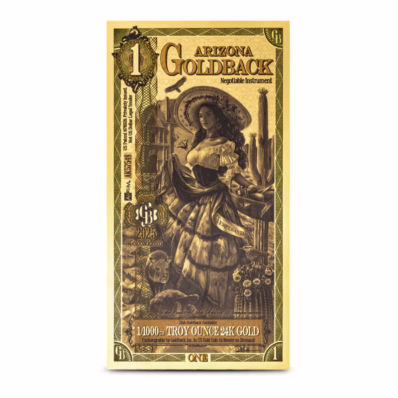 1 Arizona Goldback Gold Note (New)