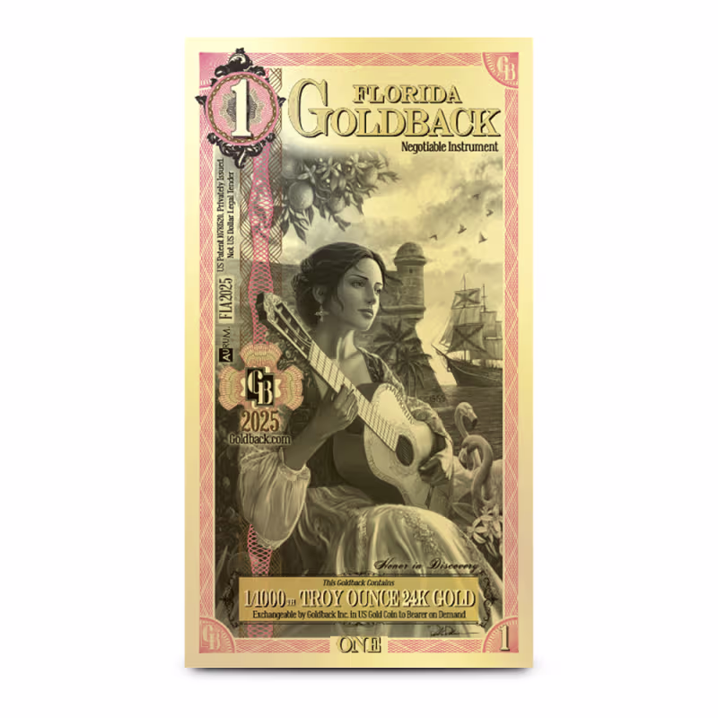 1 Florida Goldback Gold Note (New)
