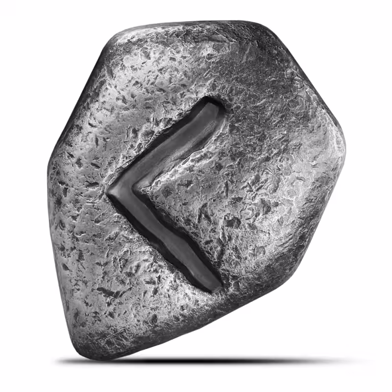 1 oz Antique Germania Mint Kenaz Rune Cast Silver Bar (New, Numbered)