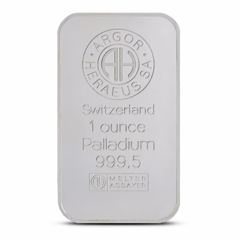1 oz Argor Heraeus Palladium Bar (New)