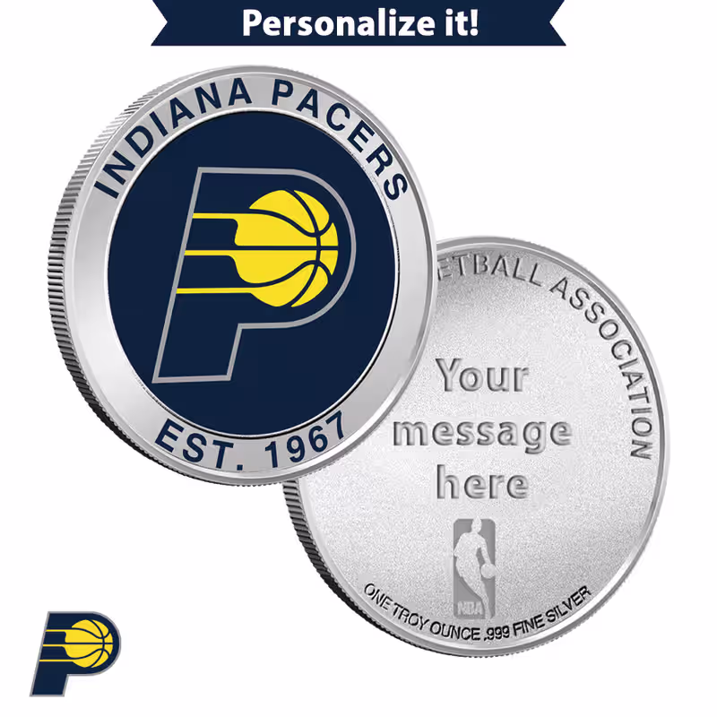 1 oz Colorized Engravable NBA Indiana Pacers Silver Round (New w/ Gift Box)