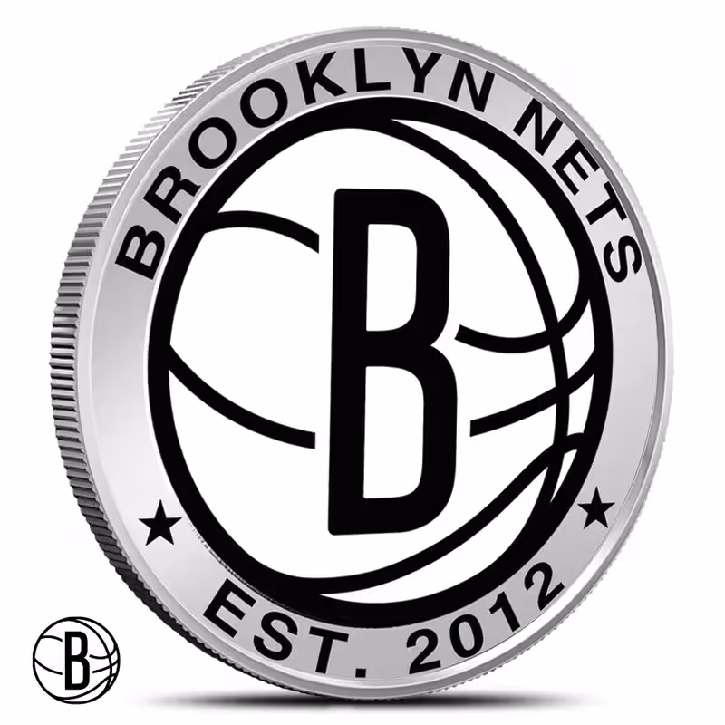 1 oz Colorized NBA Brooklyn Nets Silver Round (BU)
