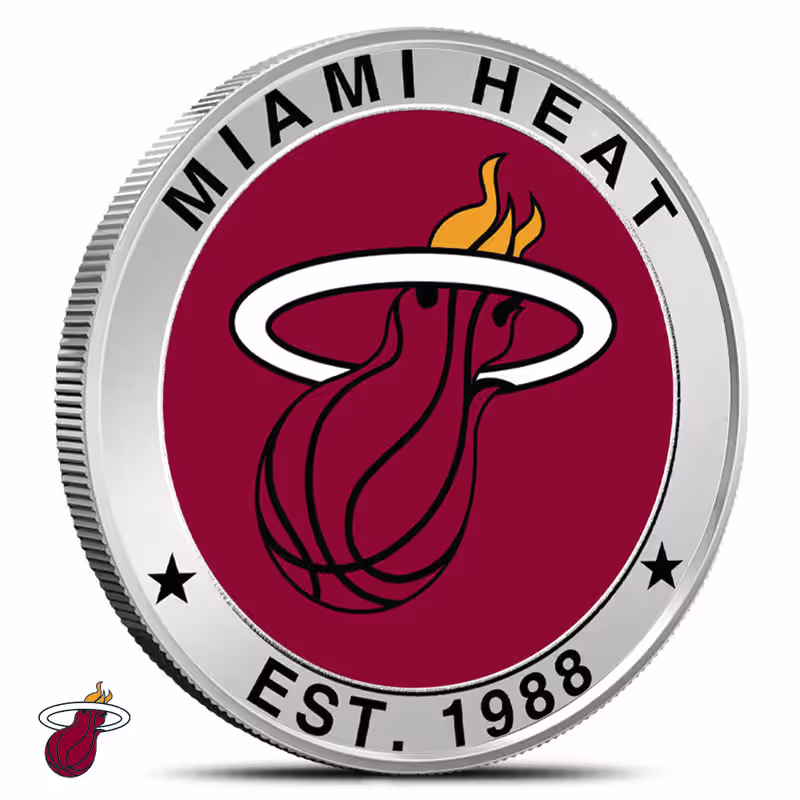 1 oz Colorized NBA Miami Heat Silver Round (BU)
