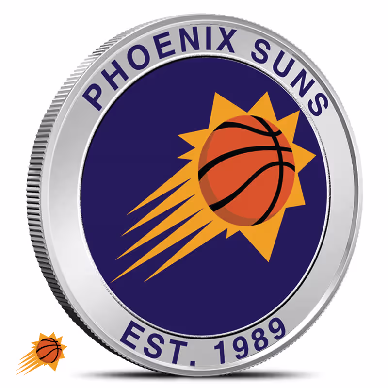 1 oz Colorized NBA Phoenix Suns Silver Round (BU)