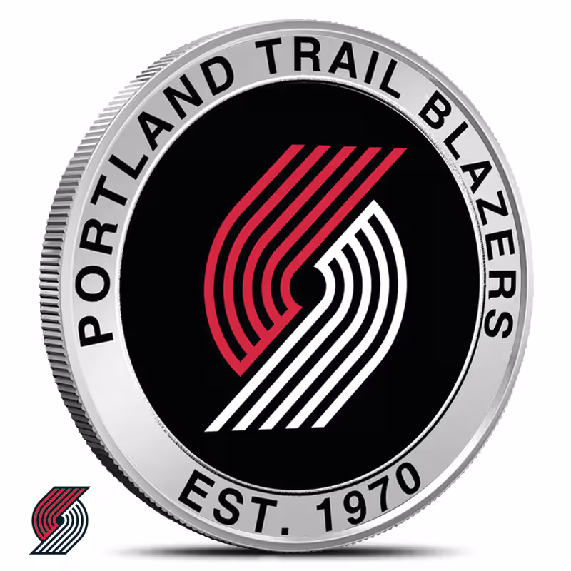 1 oz Colorized NBA Portland Trail Blazers Silver Round (BU)