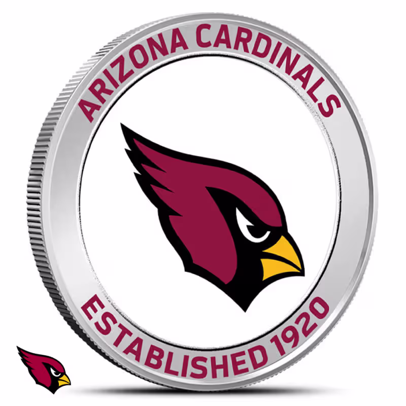 1 oz Colorized NFL Arizona Cardinals Silver Round (BU)