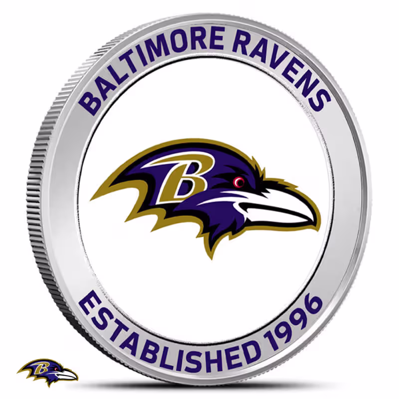 1 oz Colorized NFL Baltimore Ravens Silver Round (BU)