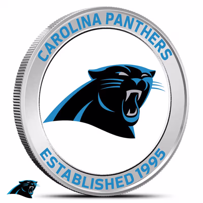 1 oz Colorized NFL Carolina Panthers Silver Round (BU)