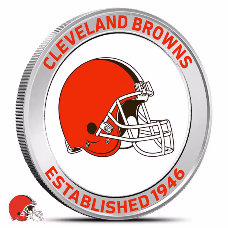1 oz Colorized NFL Cleveland Browns Silver Round (BU)