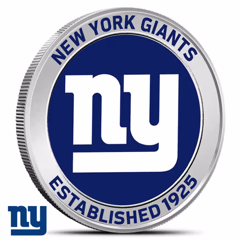 1 oz Colorized NFL New York Giants Silver Round (BU)