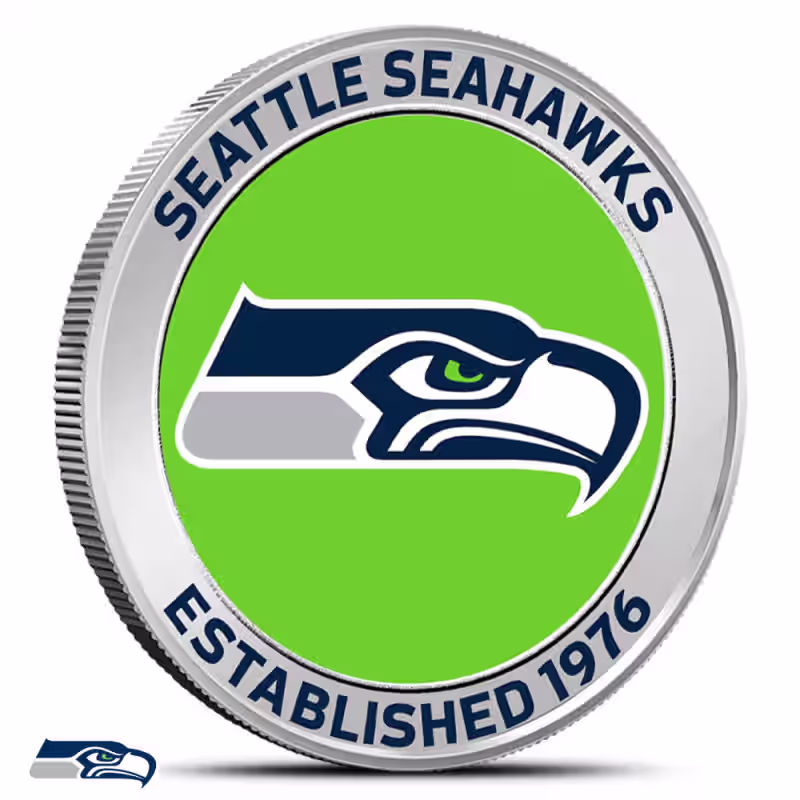 1 oz Colorized NFL Seattle Seahawks Silver Round (BU)
