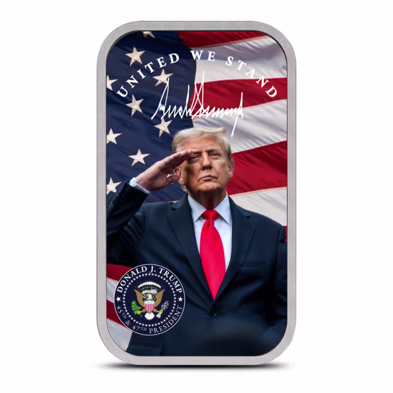 1 oz Colorized President Trump United We Stand Silver Bar (New)