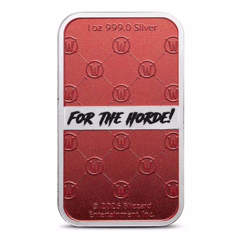 1 oz Colorized World of Warcraft Horde Silver Bar (New)