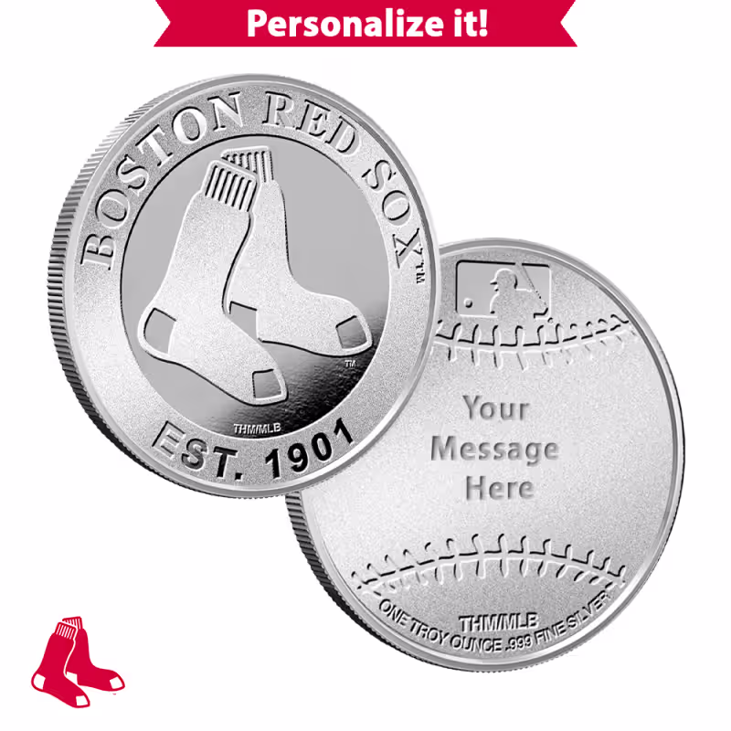 1 oz Engravable MLB Boston Red Sox Silver Round (New w/ Gift Box)