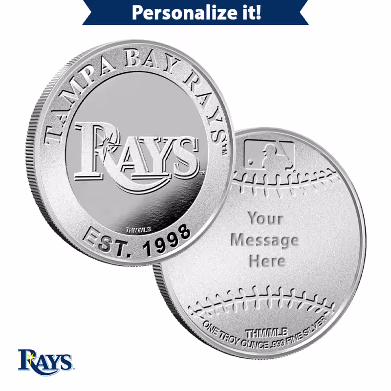 1 oz Engravable MLB Tampa Bay Rays Silver Round (New w/ Gift Box)