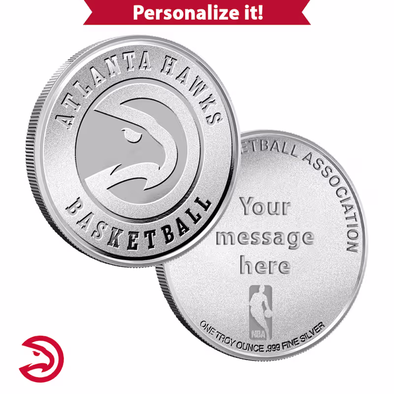1 oz Engravable NBA Atlanta Hawks Silver Round