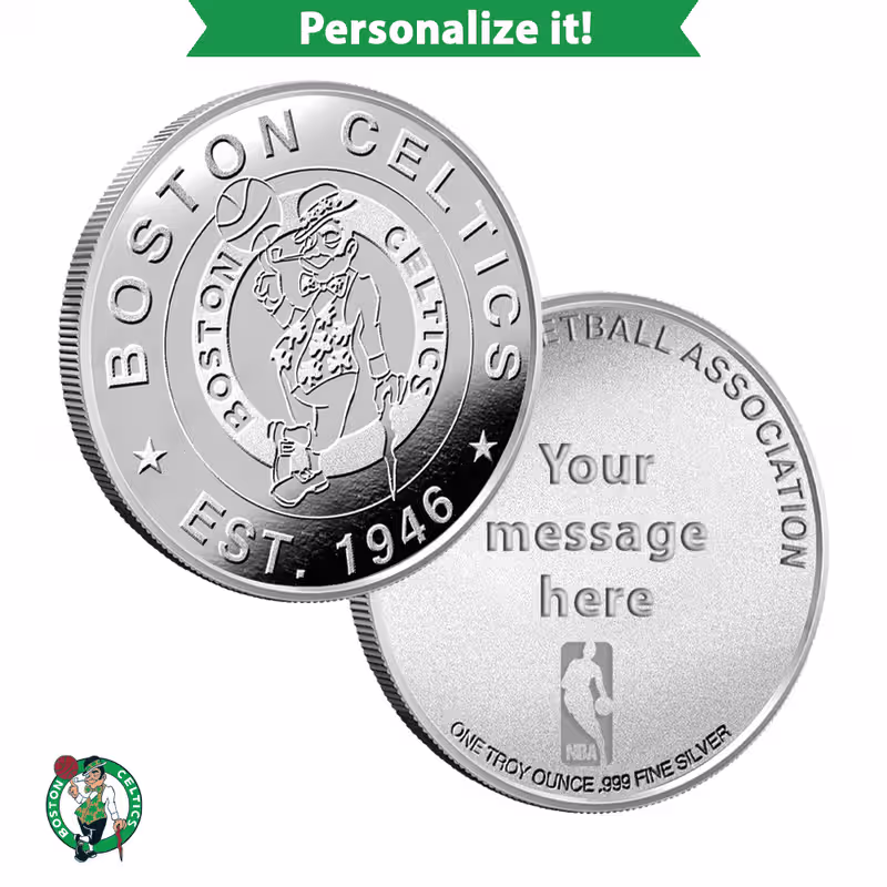 1 oz Engravable NBA Boston Celtics Silver Round
