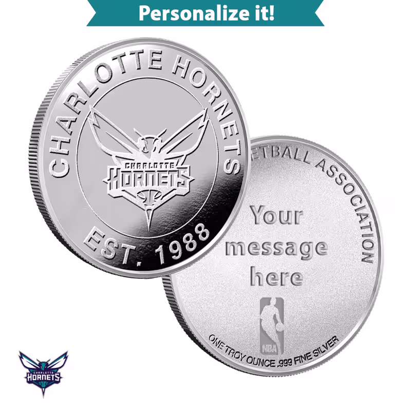 1 oz Engravable NBA Charlotte Hornets Silver Round (New w/ Gift Box)