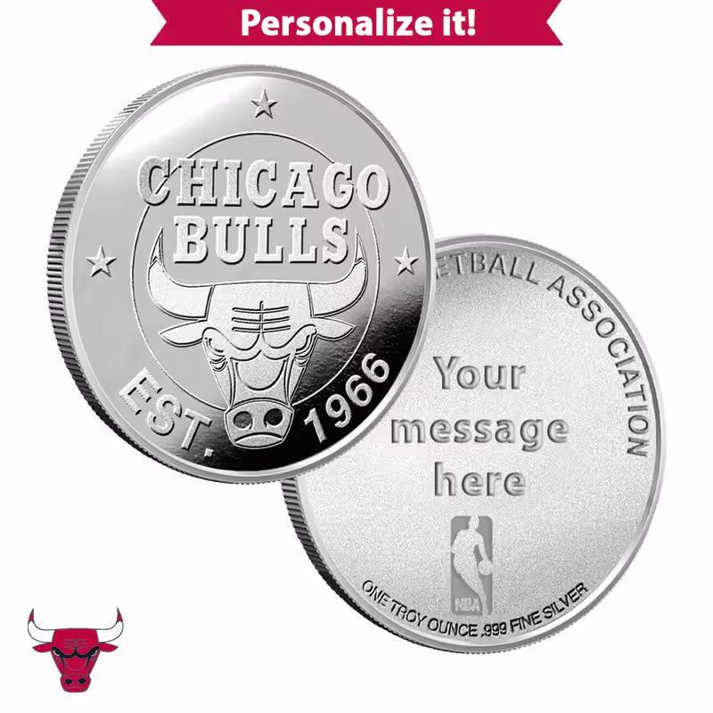 1 oz Engravable NBA Chicago Bulls Silver Round (New w/ Gift Box)