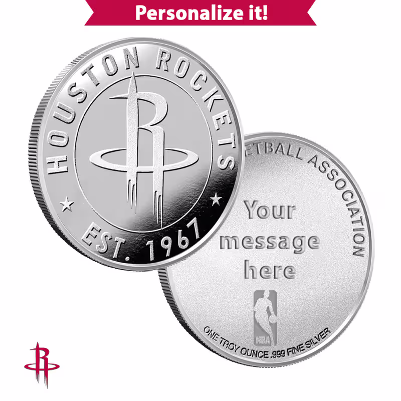 1 oz Engravable NBA Houston Rockets Silver Round (New w/ Gift Box)