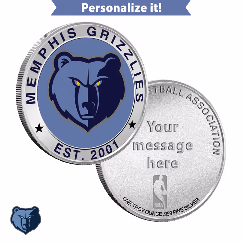 1 oz Engravable NBA Memphis Grizzlies Silver Round (New w/ Gift Box)