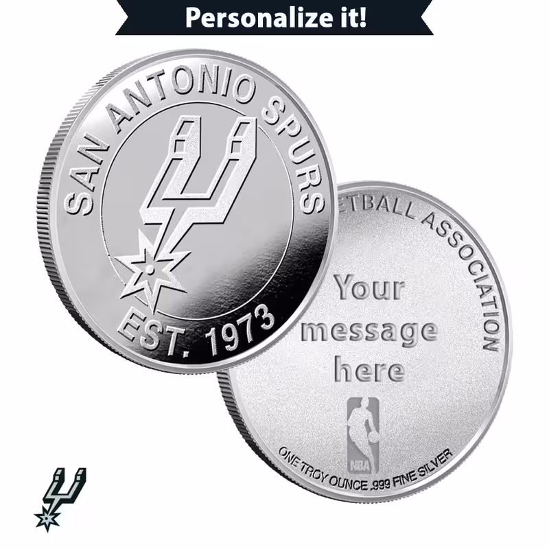 1 oz Engravable NBA San Antonio Spurs Silver Round (New w/ Gift Box)