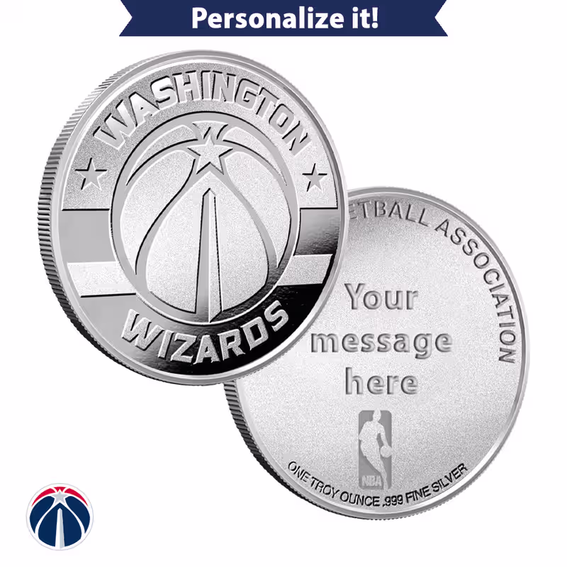 1 oz Engravable NBA Washington Wizards Silver Round (New w/ Gift Box)