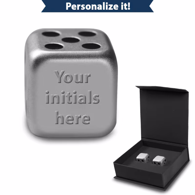 1 oz Engravable Silver Dice 2-Piece Set (New w/ Gift Box + CoA)