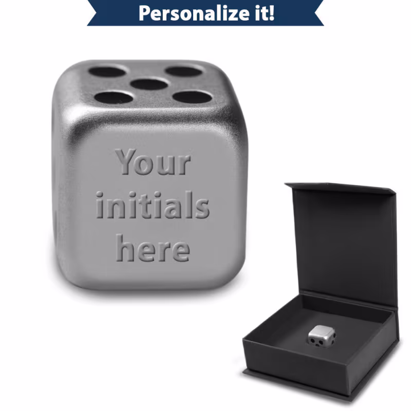1 oz Engravable Silver Dice (New w/ Gift Box + CoA)