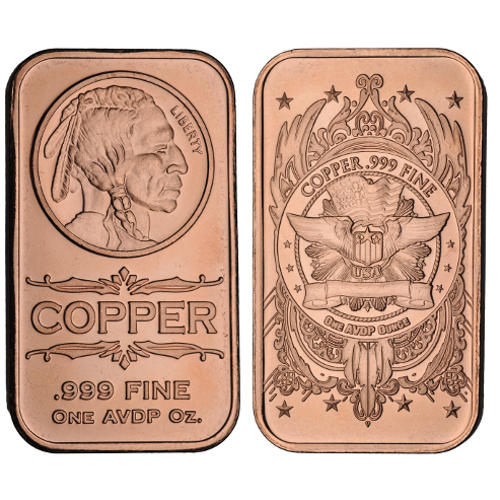 1 oz Indian Head Copper Bars Online