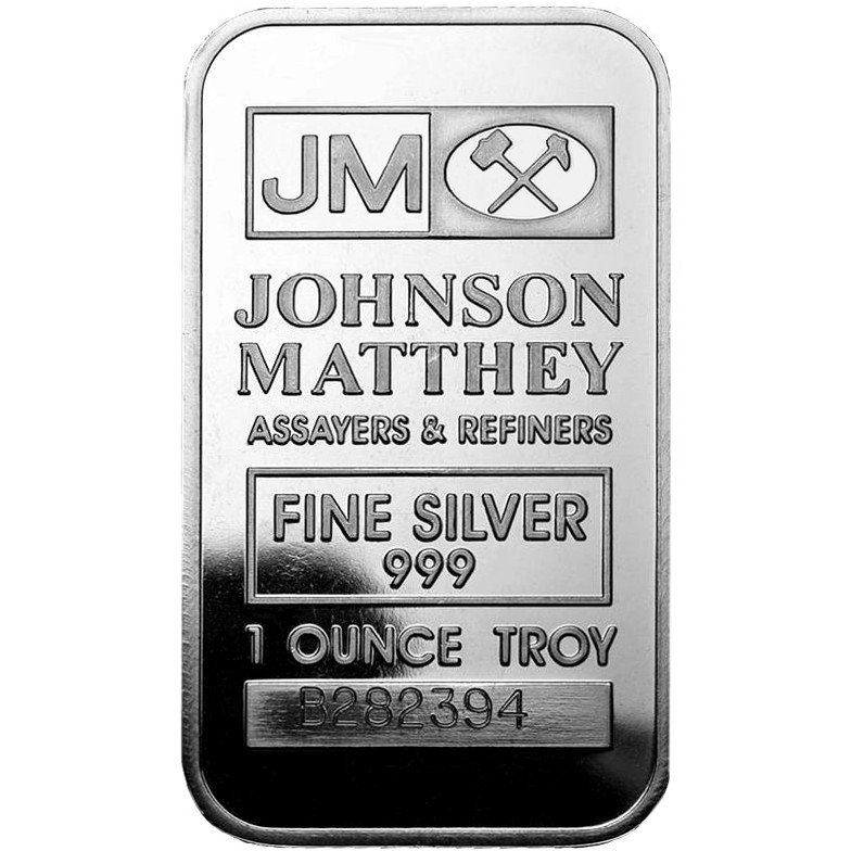 1 oz Johnson Matthey Silver Bar (in Plastic)