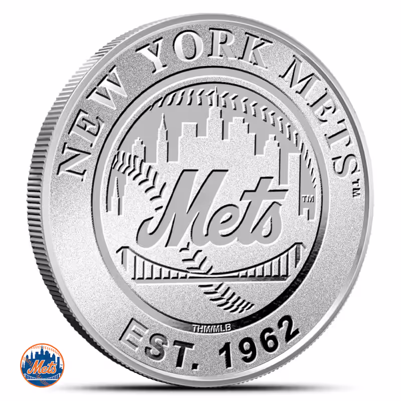 1 oz MLB New York Mets Silver Round (BU)