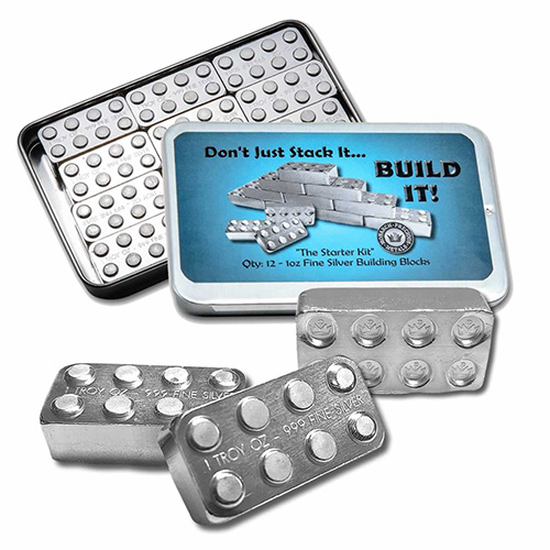 1 oz Monarch Building Block Silver Bar Starter Kit (12-Piece, New)