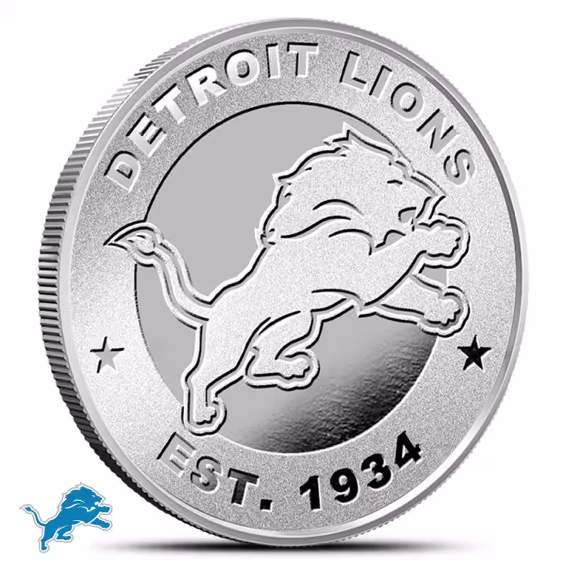 1 oz NFL Detroit Lions Silver Round (BU)
