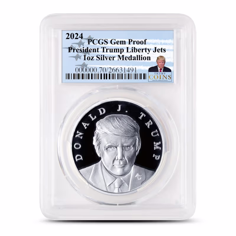 1 oz President Trump Jets Silver Medallion PCGS GEM Proof