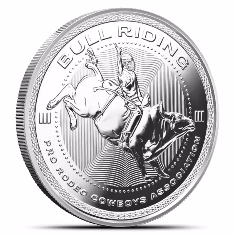 1 oz Reverse Proof Texas Mint PRCA Bull Riding Silver Round