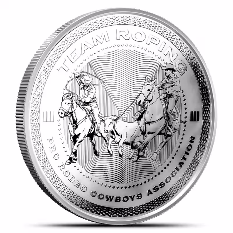 1 oz Reverse Proof Texas Mint PRCA Team Roping Silver Round