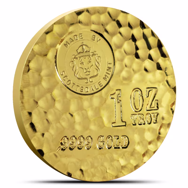 1 oz Scottsdale Tombstone Hammered Gold Round (New w/ CoA)