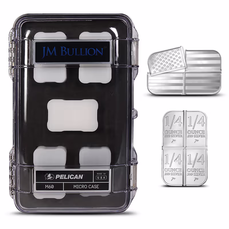 1 oz Silver Divisible Flag Bar Mini Monster Box (100 Bars, JM Bullon Pelican Case, New)