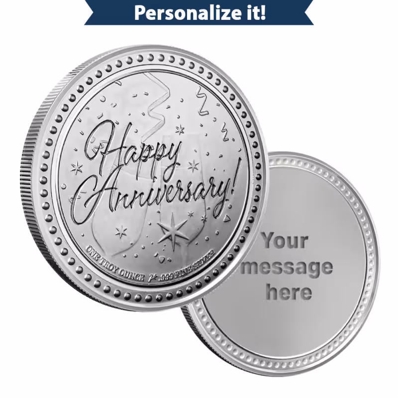 1 oz Silver Engravable Anniversary Round (New w/Gift Box)