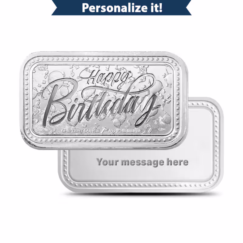 1 oz Silver Engravable Birthday Bar