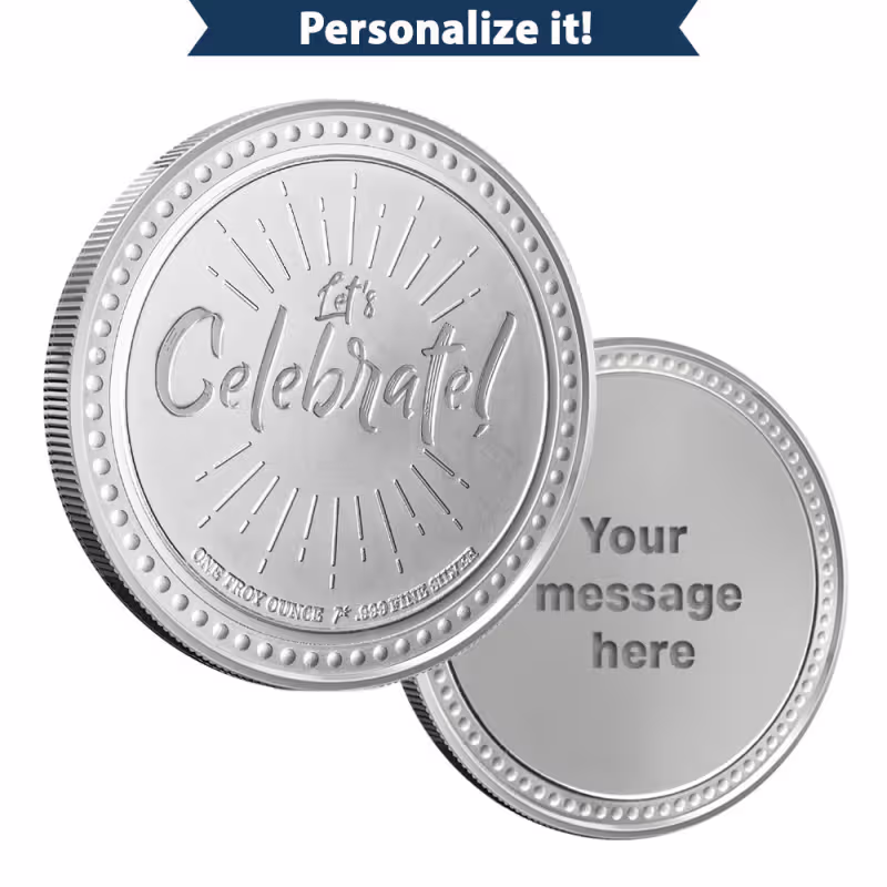 1 oz Silver Engravable Celebration Round (New w/Gift Box)