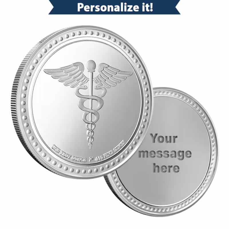 1 oz Silver Engravable Medical Round (New w/Gift Box)
