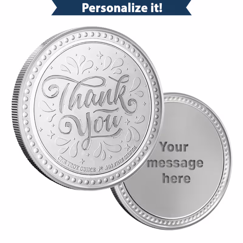 1 oz Silver Engravable Thank You Round (New w/Gift Box)
