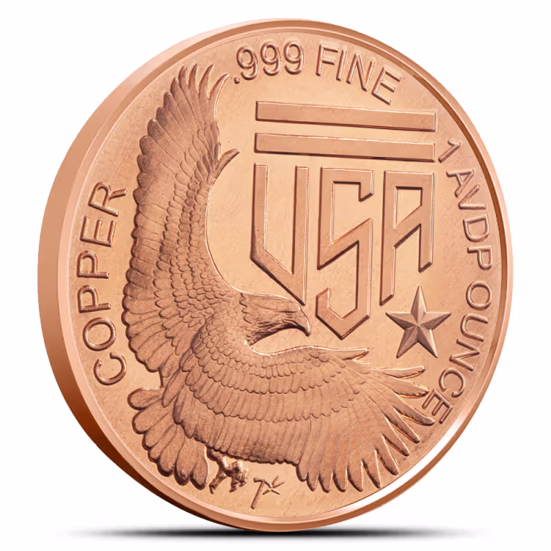 1 oz SilverTowne Eagle and Shield Copper Round (New)