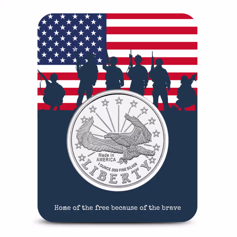 1 oz SilverTowne Liberty Eagle Silver Round (New, Freedom Card)