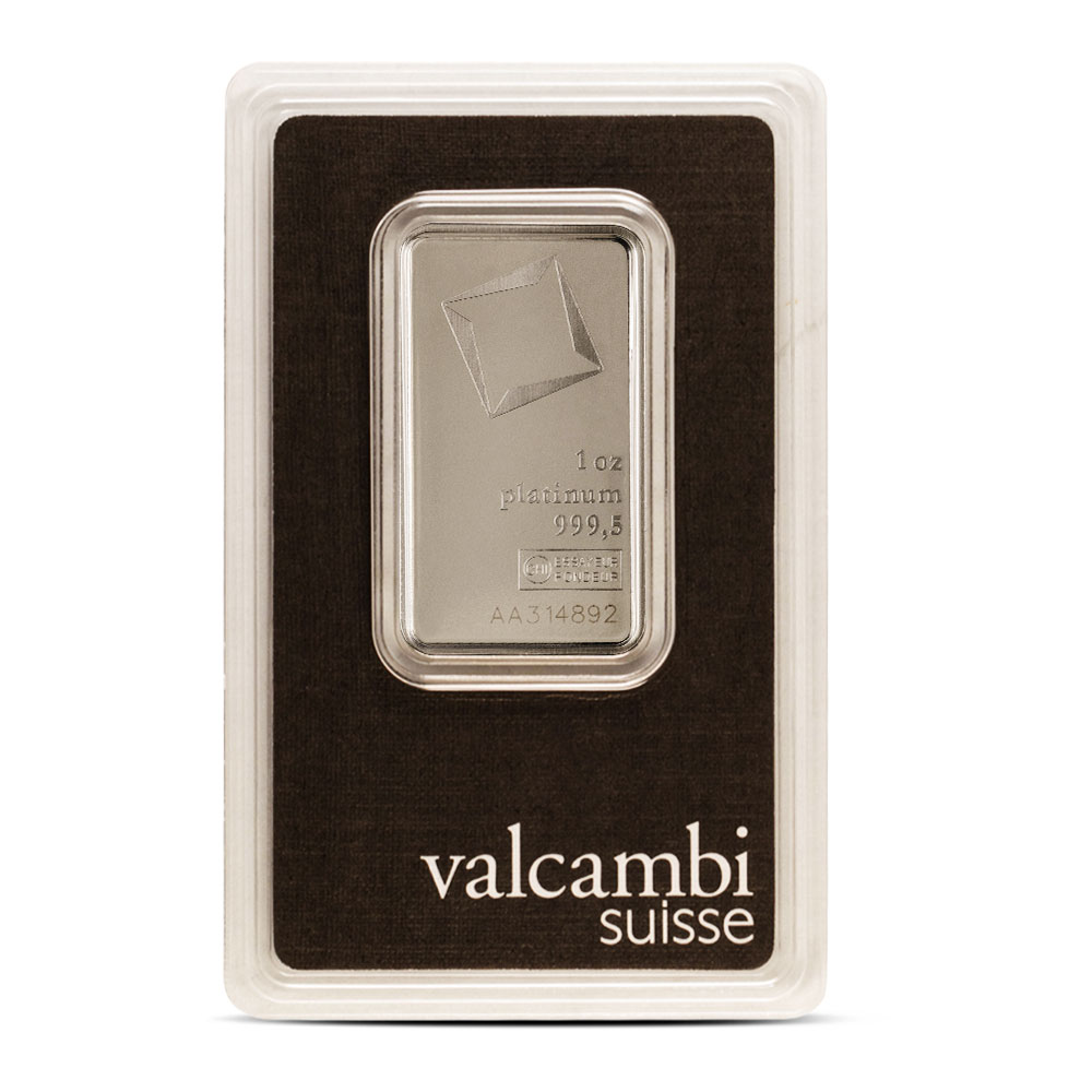 1 oz Valcambi Platinum Bar (New w/ Assay)