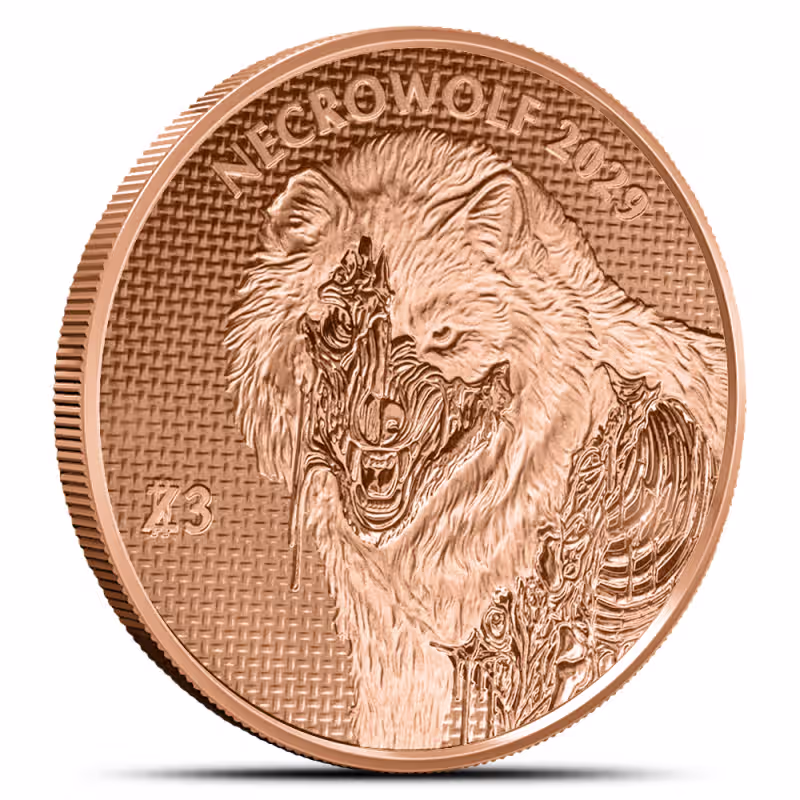 1 oz Zombucks World Necrowolf Copper Round (New)