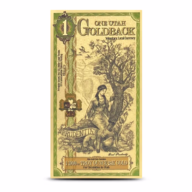 1 Utah Goldback Gold Note