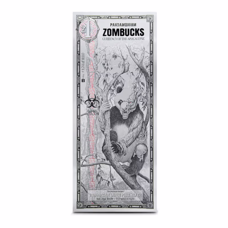 1 Zombucks World Pandamonium Silver Note (New)